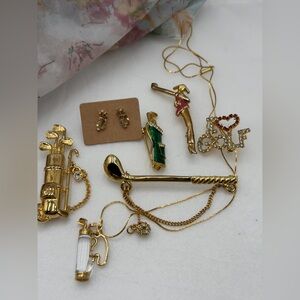 Vintage Gold and Green Golf Brooch Collection